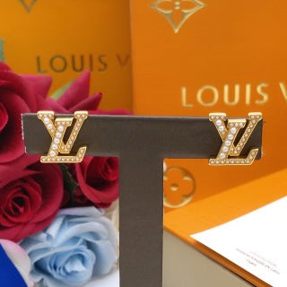 Louis Vuitton Crystal Letter Monogram Stud Earrings