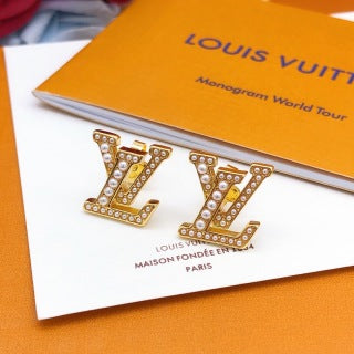 Louis Vuitton Crystal Letter Monogram Stud Earrings