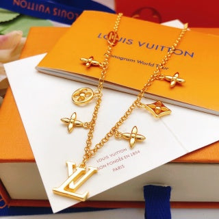 Louis Vuitton Floral Charm Monogram Layered Necklace