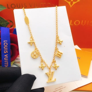 Louis Vuitton Floral Charm Monogram Layered Necklace