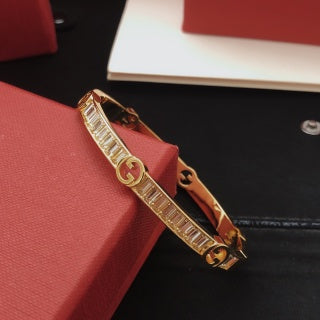 Gucci Crystal G Geometric Cuff Bracelet