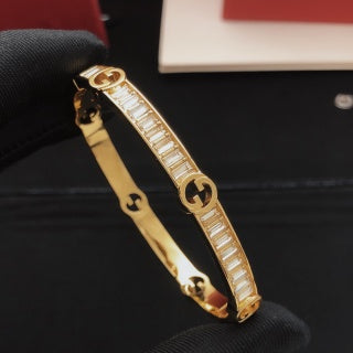 Gucci Crystal G Geometric Cuff Bracelet