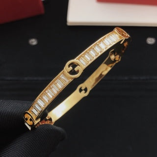 Gucci Crystal G Geometric Cuff Bracelet
