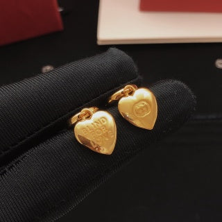 Gucci Heart Charm Interlocking G Hoop Earrings