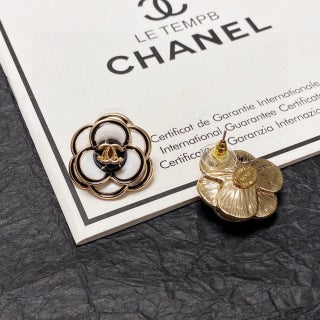CHANEL Monochrome Blossom CC Stud Earrings