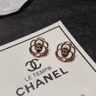 CHANEL Monochrome Blossom CC Stud Earrings