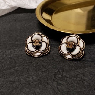 CHANEL Monochrome Blossom CC Stud Earrings