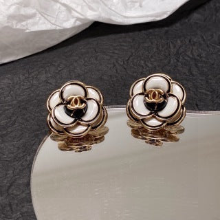 CHANEL Monochrome Blossom CC Stud Earrings