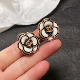 CHANEL Monochrome Blossom CC Stud Earrings