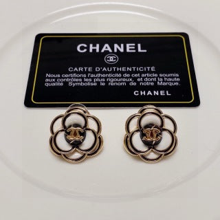 CHANEL Monochrome Blossom CC Stud Earrings