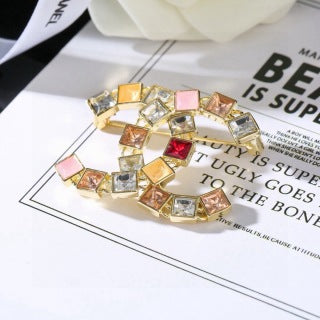 CHANEL Color Mosaic CC Embellished Brooch