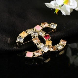 CHANEL Color Mosaic CC Embellished Brooch