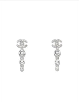 CHANEL Elowen Crystal Drop Stud Earrings