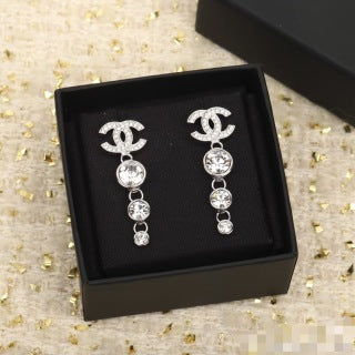 CHANEL Elowen Crystal Drop Stud Earrings