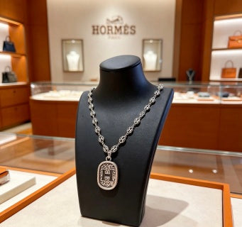Hermès H Oval Medallion Link Necklace