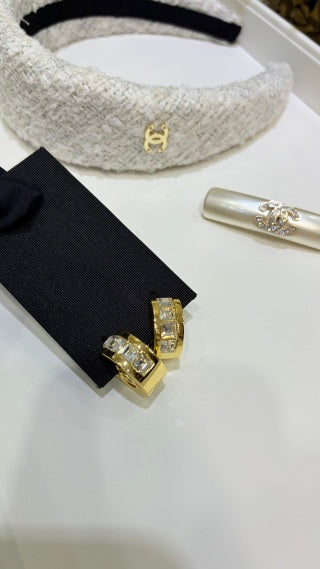 Chanel Square-Cut Diamond and Circle Earrings