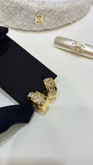 Chanel Square-Cut Diamond and Circle Earrings