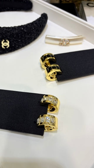 Chanel Square-Cut Diamond and Circle Earrings