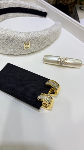 Chanel Square-Cut Diamond and Circle Earrings
