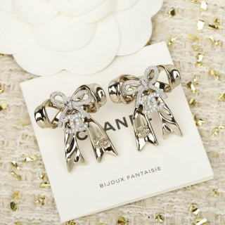 CHANEL Bellamy Bow Accent Earrings