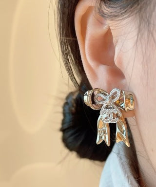CHANEL Bellamy Bow Accent Earrings