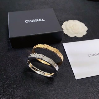 CHANEL Celinea Dual-Tone Letter Bangle