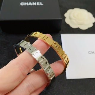 CHANEL Celinea Dual-Tone Letter Bangle