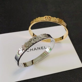 CHANEL Celinea Dual-Tone Letter Bangle