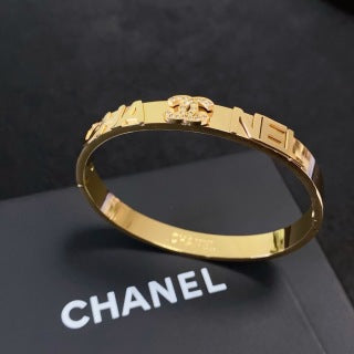CHANEL Celinea Dual-Tone Letter Bangle