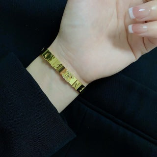 CHANEL Celinea Dual-Tone Letter Bangle