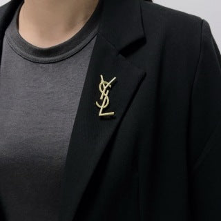 YSL Golden Cassandre Rope Monogram Brooch
