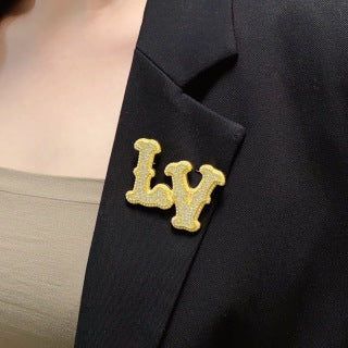 Louis Vuitton Crystal Monogram Letter Brooch