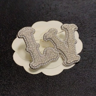 Louis Vuitton Crystal Monogram Letter Brooch