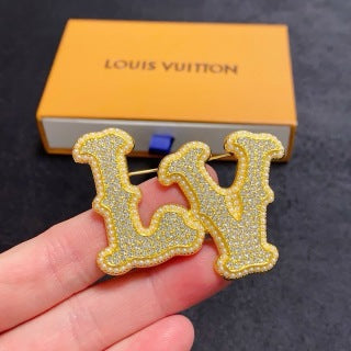 Louis Vuitton Crystal Monogram Letter Brooch