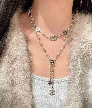 CHANEL Rosalie Pearl Charm Chain Necklace
