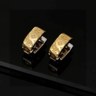 Louis Vuitton Monogram Engraved Hoop Stud Earrings