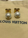Louis Vuitton Pearl Drop Bow Stud Earrings