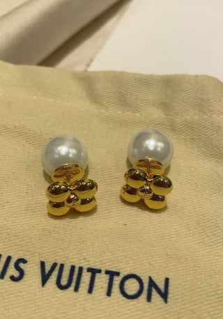Louis Vuitton Pearl Drop Bow Stud Earrings