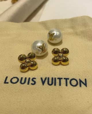 Louis Vuitton Pearl Drop Bow Stud Earrings