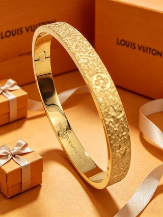 Louis Vuitton Monogram Engraved Open Cuff Bracelet