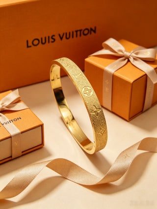 Louis Vuitton Monogram Engraved Open Cuff Bracelet