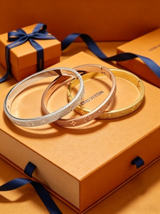 Louis Vuitton Monogram Engraved Open Cuff Bracelet