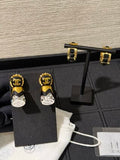 CHANEL Noir Lipstick CC Drop Earrings