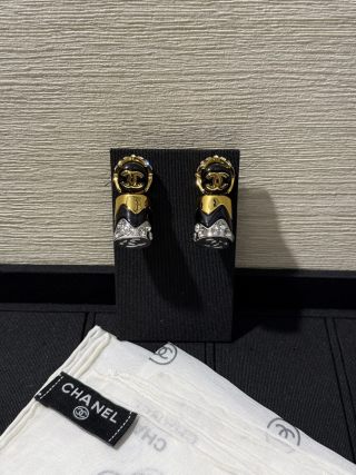 CHANEL Noir Lipstick CC Drop Earrings