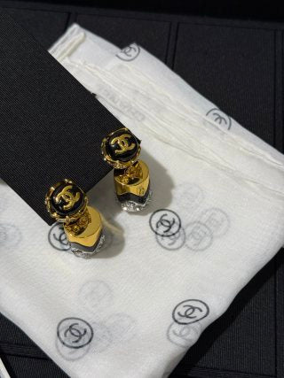 CHANEL Noir Lipstick CC Drop Earrings