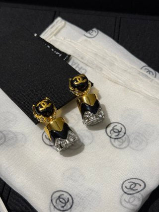 CHANEL Noir Lipstick CC Drop Earrings