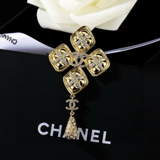 CHANEL Evelina Golden Cross Charm Brooch