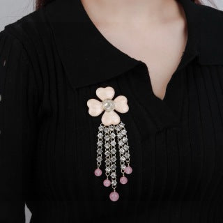 CHANEL Fiorenza Crystal Bloom Tassel Brooch