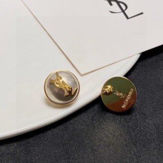 YSL Crystal Dome Monogram Stud Earrings