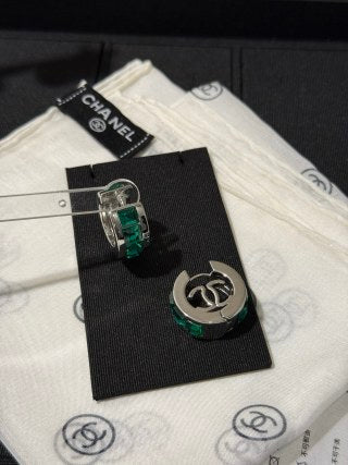 Chanel emerald and square-cut diamond earrings